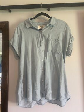 Cosmic Blue Love Light Blue Button-Up Shirt